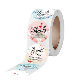 500pcs/roll Waterproof UV Resistant Thank You Stickers Seal Labels Color Floral Sticker Rolls Business Package Gift Decoration