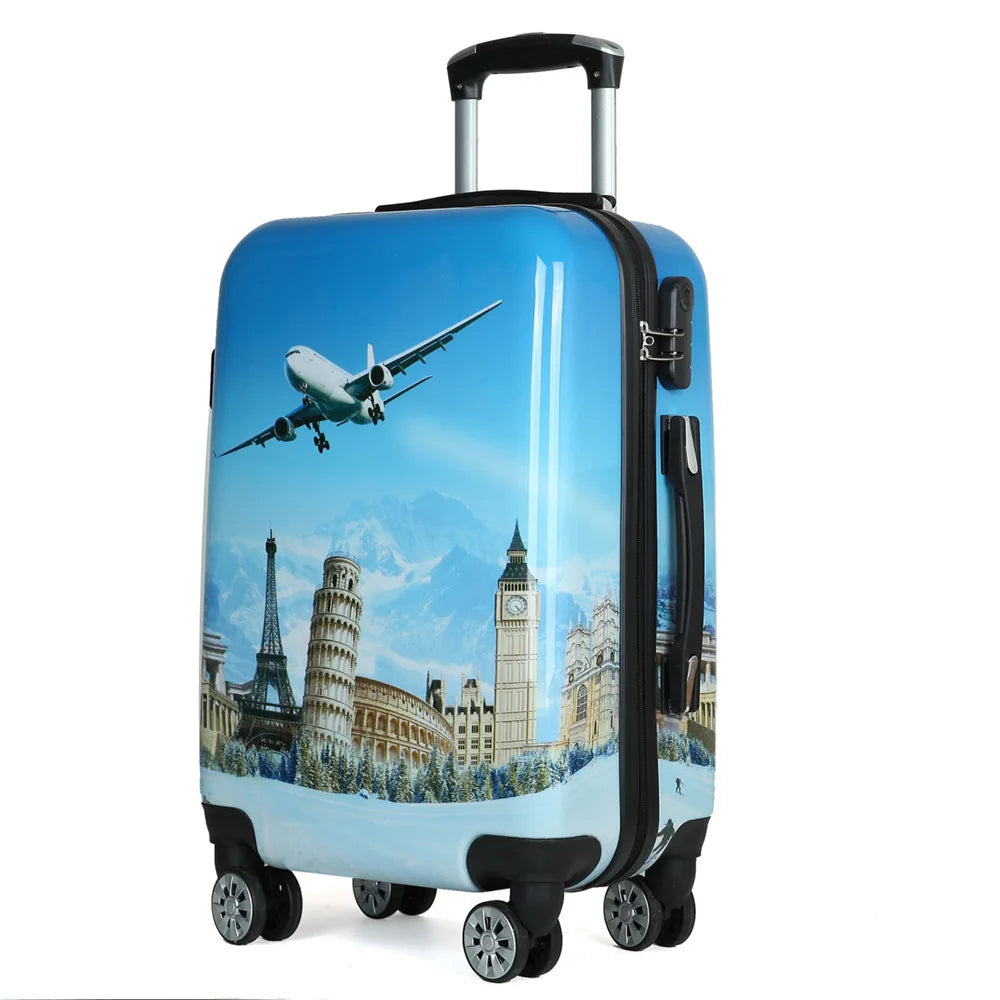 Gift Custom Custom Logo Hot Sale Hard Case Trolley Bag 20" 24" 28" ABS PC Suitcase 3 Pcs Luggage Set