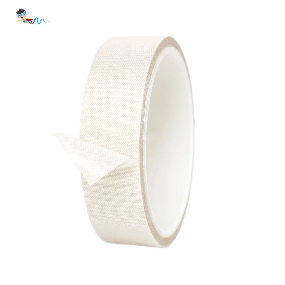 2- White Color Heat Resistant Sealer Anti Sticky Sealing PTFE Coated Fiberglass Glass Cloth Silicone Glue Self Adhesive Tape