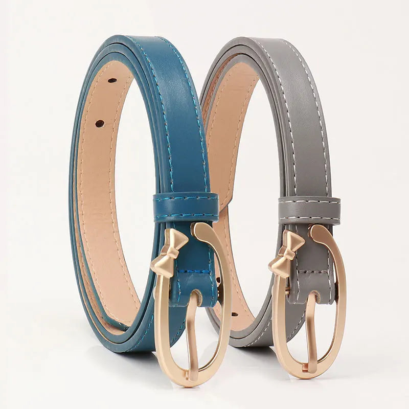 New Cute Lady Style PU Women's Belt Small Bow  Needle Buckle Belt Women's Versatile Jeans Strap