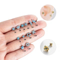 Stainless Steel Double Head Screw Ear Bone Nails love Star Shape Blue Opal Earring Stud for Women