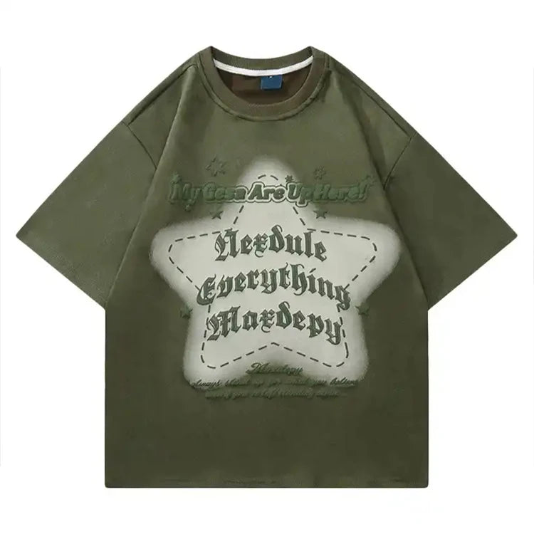 Manufacturer Custom Men Women Summer Heavyweight Oversize Suede T Shirt High Street Vintage Graphic Puff Print Tee Shirt