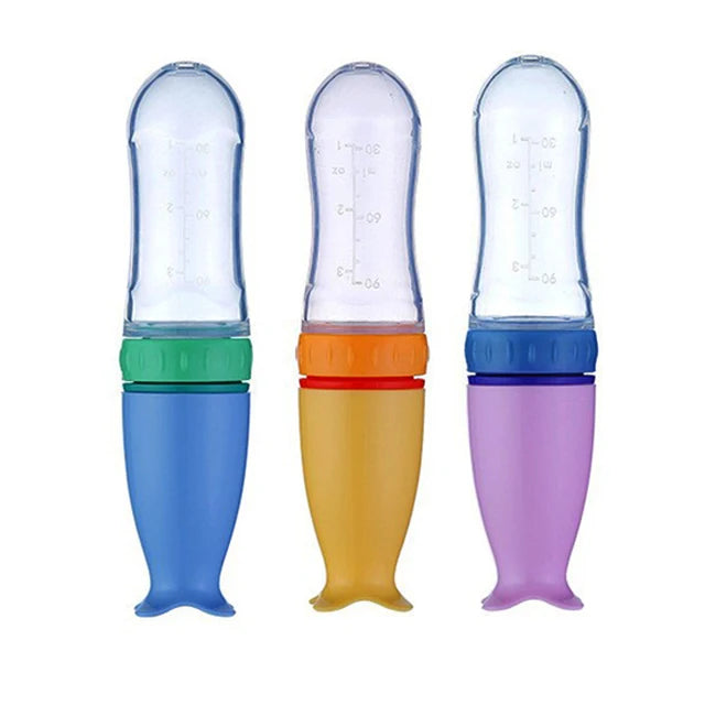 Baby Food Feeder Set Silicone Pacifier Feeder and Squeeze Spoon Feeder for Infant Food Dispensing and Feeding