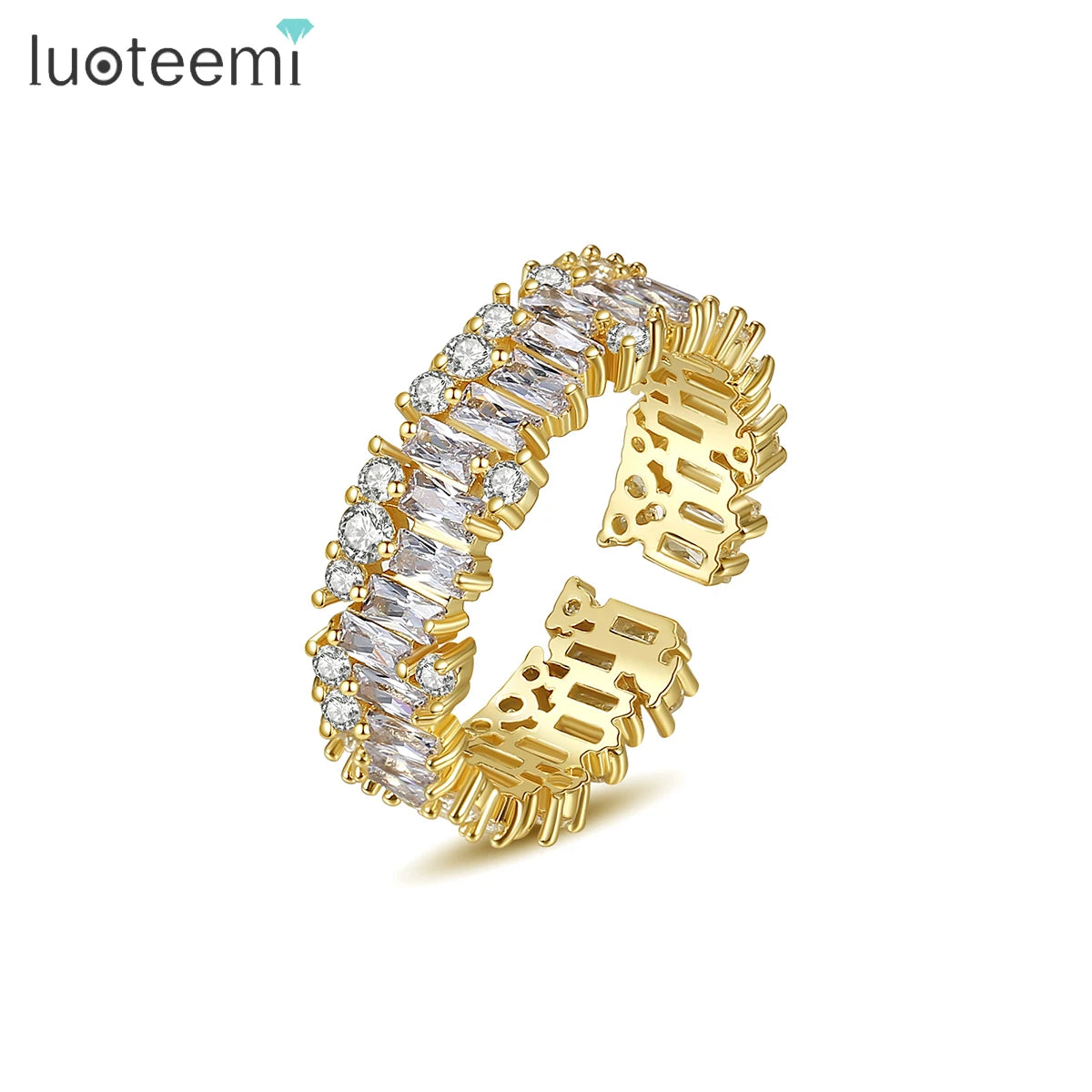LUOTEEMI Wedding Ring Price Dubai Popular 2021 Summer Design Dainty Couple Adjustable Gold Jewelry