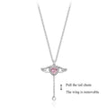 925 Sterling Silver Fine Jewelry Movable Angel Wing Crystal Choker with Cupid Heart Cubic Zircon Necklace