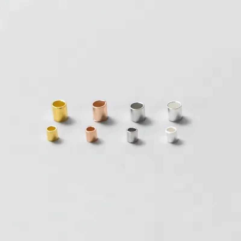 1.5mm 2mm Real 925 Sterling Silver Round Crimp Tube Beads Bugle Spacer Beads for Jewelry Findings & Components