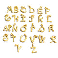Stainless Steel 18k Gold Plated Big Bamboo Initial Alphabet Capital Letter Charm Pendant Diy Necklace Bracelet Earrings