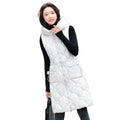 Women's Eco-Friendly Waterproof Windproof Long Hooded Quilted Polyester Filled Vest Lightweight Zipper Cardigan Thermal Winter