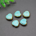 Unique Design Gold Plated Heart Synthetic Turquoise Stones Loose Beads for DIY Jewelry Bracelet Making