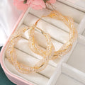HOVANCI Sparkling 24K Gold Plated Twisted Stud Earrings Super Glitter Big Irregular Round Hoop Earrings for Women Jewelry