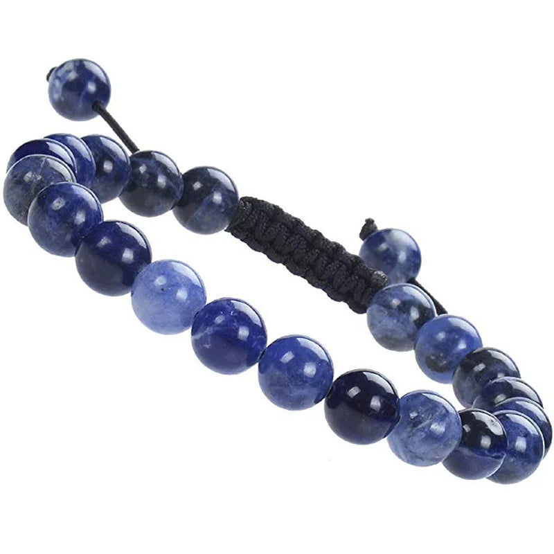 Natural Stone Healing Crystal Beads  Adjustable Macrame Beaded Luxury Friendship Bracelets 8mm for Women Men Gift