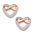 925 Sterling Silver Simple Heart Ear Studs Vintage Rose Gold Fashionable Zircon Earrings for Weddings Parties Gifts-MOQ 1 Pair