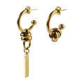 18K Gold Plated Stainless Steel Jewelry C-Shaped Irregular Long Tassel Pendant INS Accessories Earrings E211346