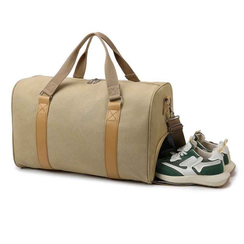 Manufacture Custom logo Canvas  Travel Outdoor Weekender Duffle Luggage Gym Bag