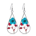 Wholesale Blue Forget-me-not Flower Earrings Handmade Pressed Flower Teardrop Earrings for Women 2023