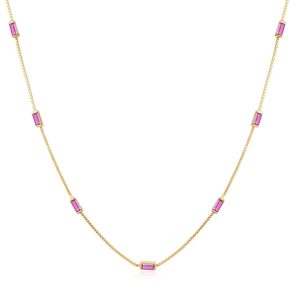 Wholesale Trendy Color CZ Necklaces 925 Sterling Silver Jewelry 18k Gold Multi Color Zircon Necklace for Women