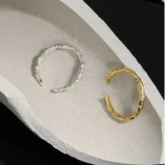 New Design S925 Sterling Silver Simple Style Cold Wind Irregular Geometry Adjustable Finger 925 Silver Ring for Women JT552