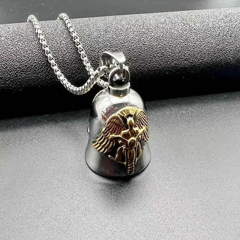 Custom Logo Biker Bell Mountain Bike Hippy Motor Guardian Angel Sound Cycling Ring Gun Shape Pattern Motorcycle Necklace