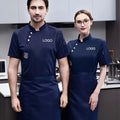 Print T Shirt Men Grey Chef Coat Logo Short Sleeve Chef Jacket Apr Waiter Work Clothes Unisex Cook Kitchen Restaurant Uniforms