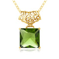 Women Sterling Silver Wedding Peridot Pendants Party Silver Jewelry Square Pendant Charms Gold Plated
