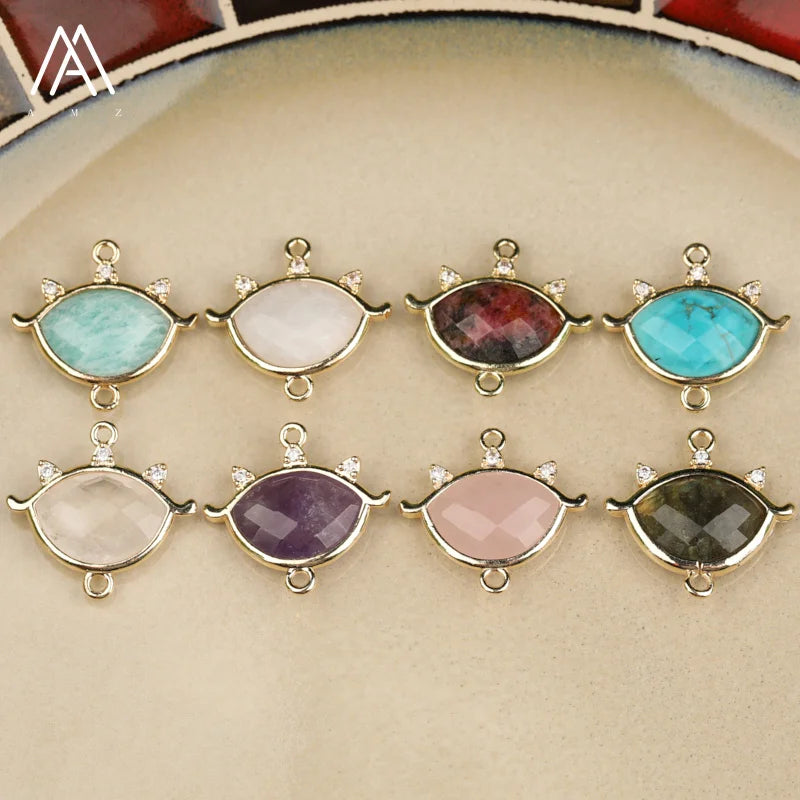 Fashion Gemstone Eye Shape Connectors for Jewelry Making Crystal Pendant DIY Findings