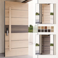 Yohome Minimalist Rectangular Design Front Entry Pivot Door Solid Wood Exterior Main Entrance Timber Plank External House Doors