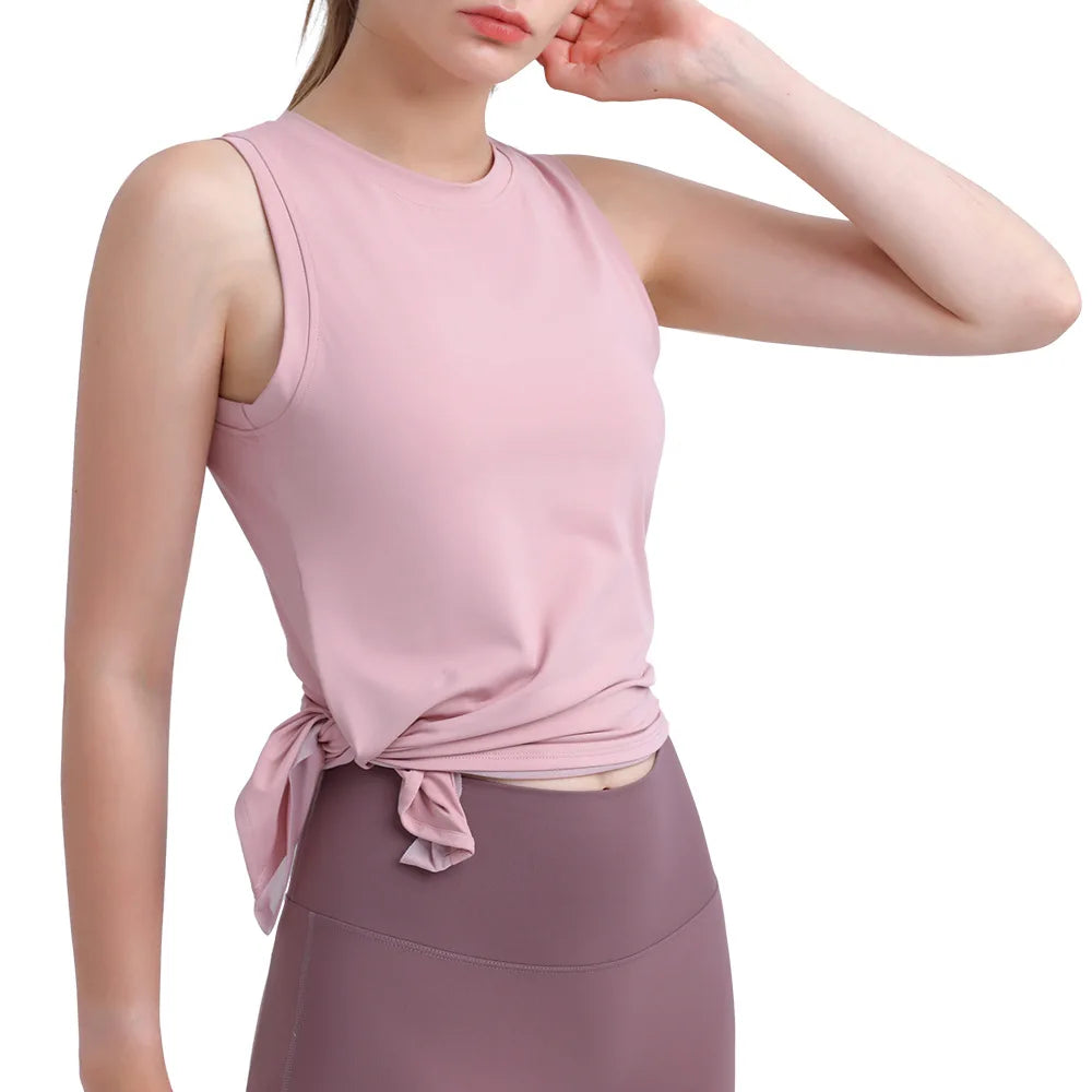 Custom Women Clothing Quick Dry Breathable Sleeveless Vest Polyester Irregular Bottom Running Sports Tank Tops for Women