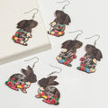 Spring 2024 Wholesale Easter Wooden Jewelry Easter Bunny Cartoon Eggs Flowers Rabbit Cute Animal Wood Drop Earrings Women Girls