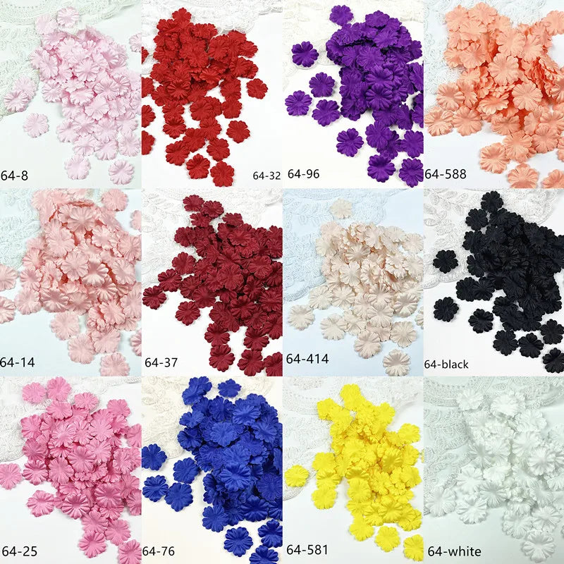 Wholesale Custom Colorful Artificial Petals 2.3cm Wedding Artificial Flower Home Decoration DIY Multi Color Satin Lace Decal 64#