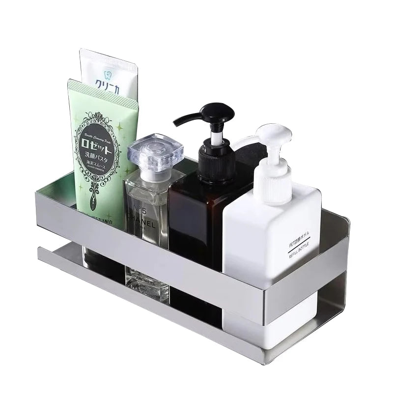 Adhesive Shower Caddy Rustproof Carbon Steel Bath Organizers With Large Capacity No Drilling Shelves for Home Decor