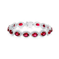 Sterling Silver Ruby Gemstone 6x8mm Oval Link Tennis Bracelet