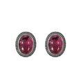 100% Natural Garnet Vintage S925 Silver Earrings for Women Wedding Hand Made Fine Crystal Jewelry