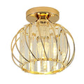 Modern Gold Crystal Flush Mount Ceiling Light Stainless Steel Base AC Power Source for Bedroom Hallway Kitchen