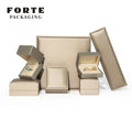 FORTE  Golden Fashion Stamping logo PU Leather Custom Jewelry Packaging Box Package Jewelry Boxes for Bracelet Earring