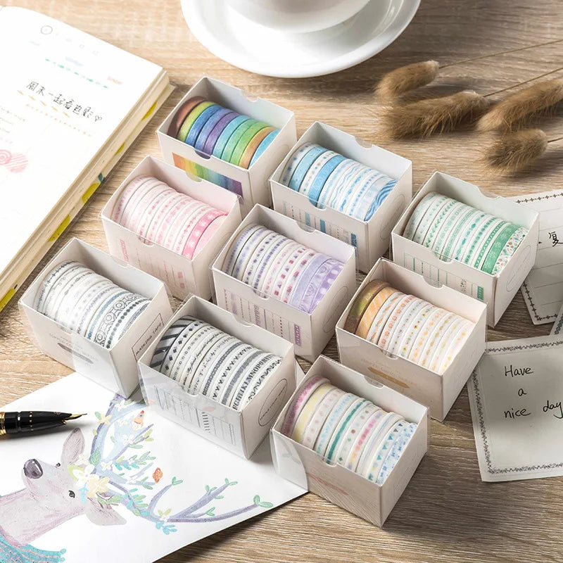 10Pcs/Set Cute Very Fine Tape Colorful Handbook Material Tape Dividing Line Border Handbook Tape Thin Strips Decorative Stickers