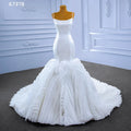 Rsm67378 2022 New Simple White Satin Sling Halter Ladies Mermaid Wedding Dress