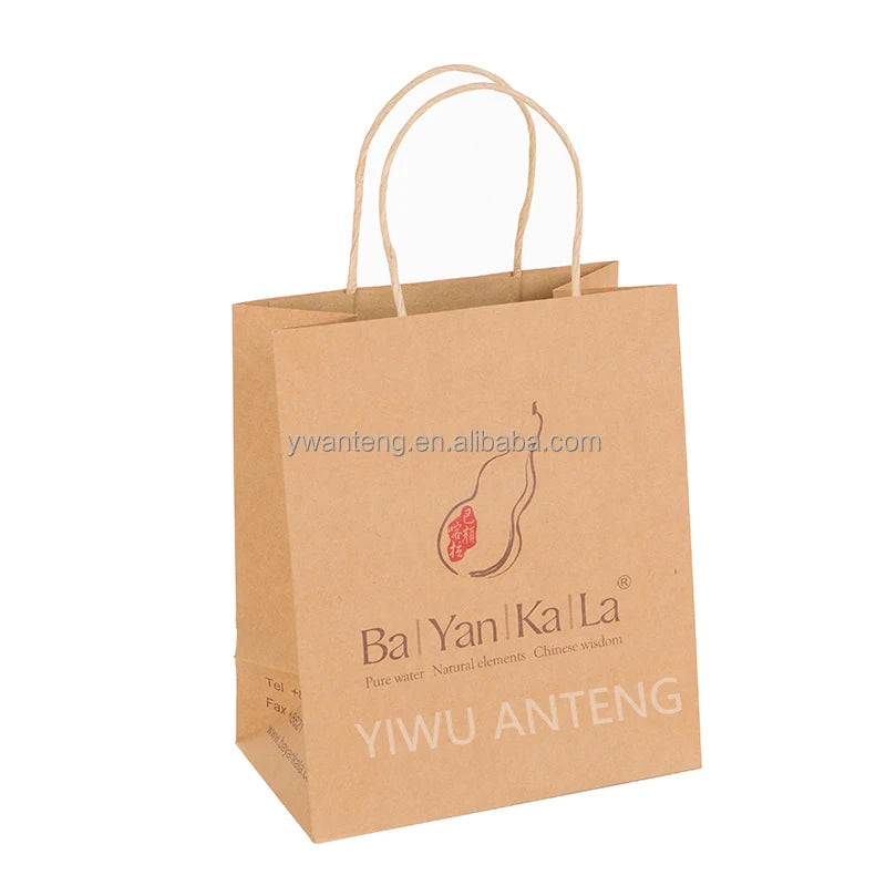 Anteng Packaging Bags Personalize Paper Bags Supplier for Takeaway Food Retail Macarons Chocolate Shops Brown Kraft Paper Bags