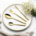 18/10 Stainless Steel Food Safe Modern Luxury PVD Gold High Mirror Polish Full Table Wedding Cutlery Set Custom Brand Stocked