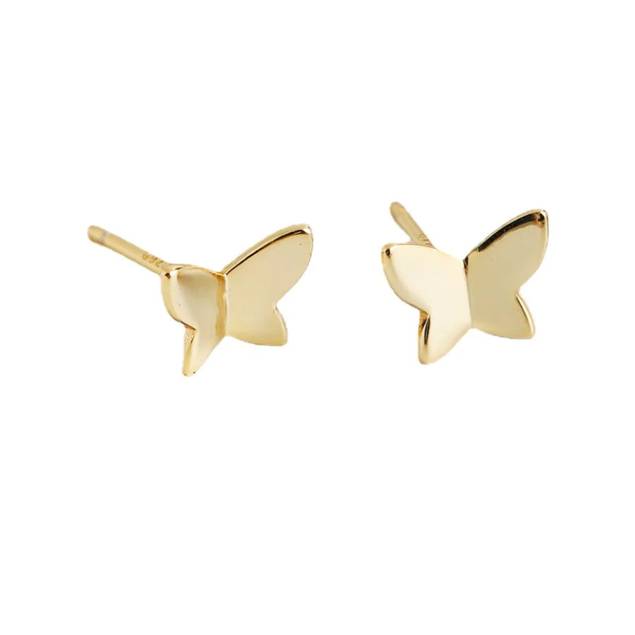 Wholesale butterfly Sterling Silver 925 Earrings Rhodium or 18k Gold Plated Stud Earrings for Women