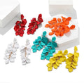 Fashion Flower Long Tassel Dangle Drop Earrings for Women Wedding Bridal Party Purple Petal Korean Earrings Statement Jewelry