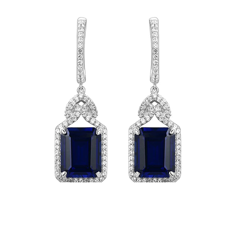 925 Sterling Silver Sapphire Gemstones Handmade Summer Luxury Fashion Earring Pendant Hot Sale Women Jewelry
