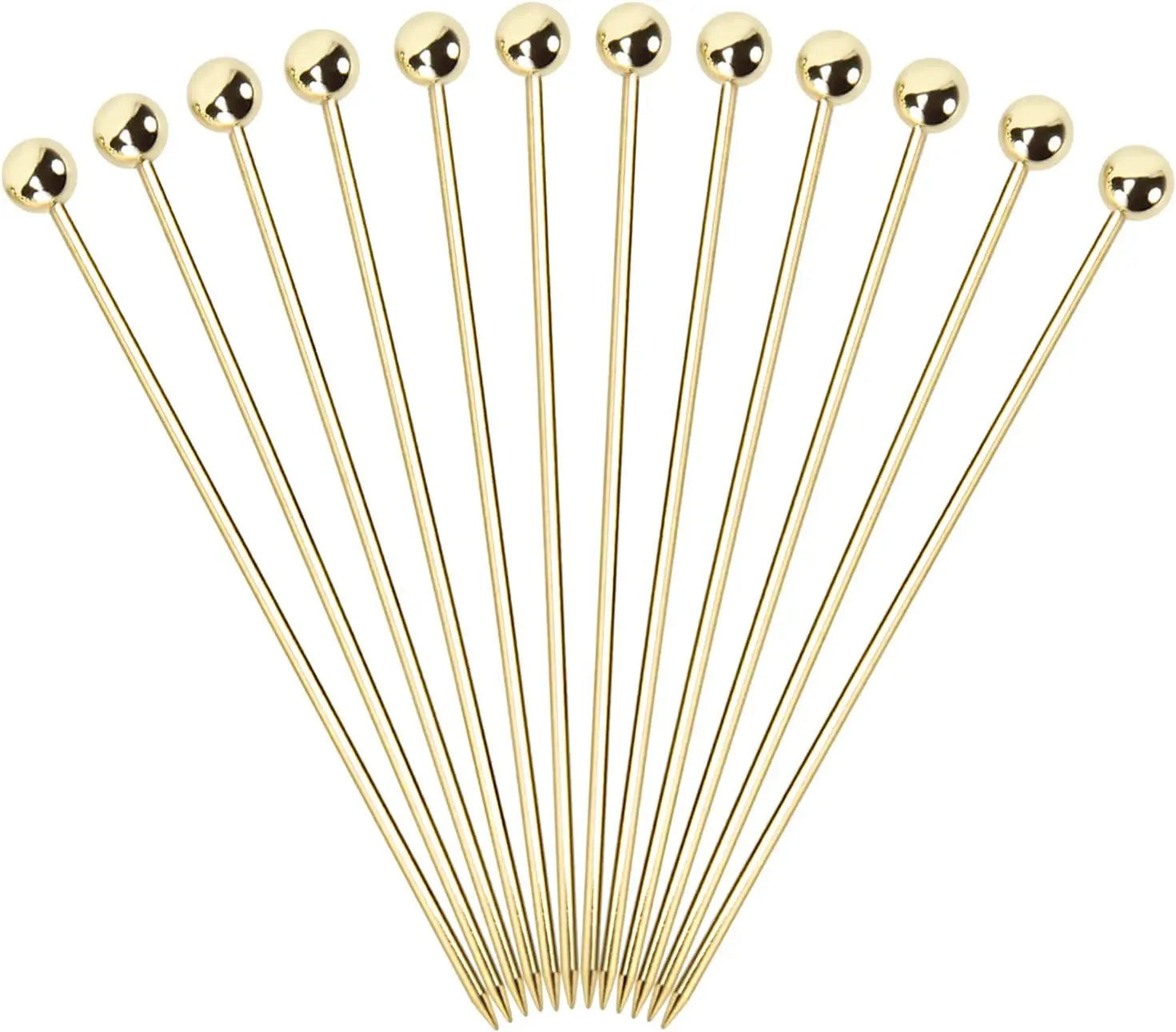 Hot Selling Reusable martini Picks Fruit Toothpicks Garnish Skewesrs Appetizer Drink Stick Metal Gold Cocktail Pick Stick