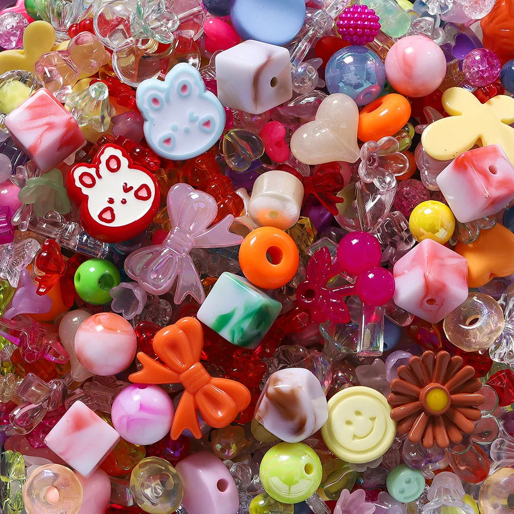 Stock Wholesale 500g /bag Mix Color Design Acrylic Beads for DIY Jewelry Making