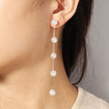 French Vintage Silver Needle Tassel Pearl Earrings Personality Light Luxury Fashion Earrings for Women