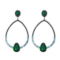 Chic Black Gold Plated Hollow Water Drop Earrings Big Geometric Crystal Zircon Drop Earrings for Women Ladies CZ Costume Jewelry