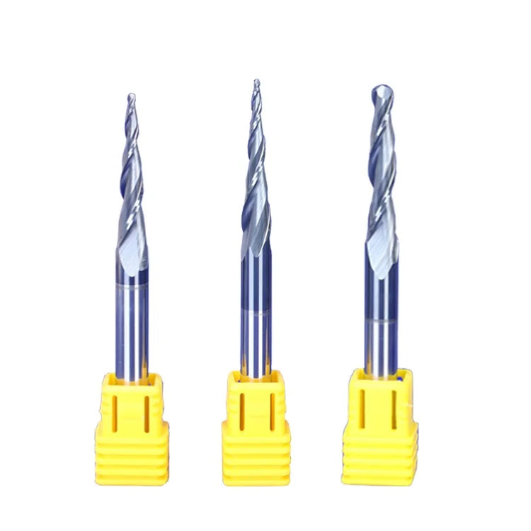 Jinchuan ODM/OEM Supported Ball Nose Carving Bit Tungsten Steel Tapered 6mm HRC55 AlTin Coating 3D Engraving CNC Router 10 Pcs