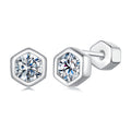 Classic Hexagonal Moissanite Earrings 925 Sterling Silver Brilliant Round Cut Moissanite Diamond Wedding Engagement Earrings