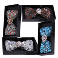 Diamond Crystal Rhinestone Bow Ties Mens Gift Set for Wedding Party Bowties Pre-tied Adjustable for Men in Box for Tuxedo
