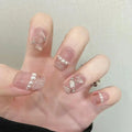 Hot Selling Luxury Style 3D Pearl Cat Eye Diamond Acrylic False Nail Handmade 24pcs ABS Press-on Nails for Women