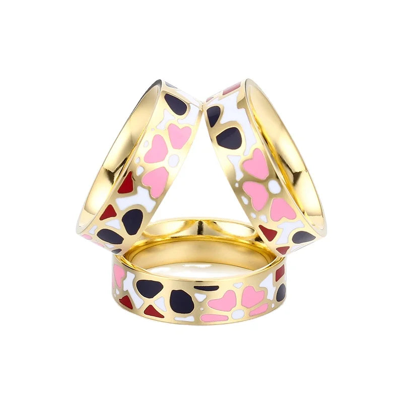 Simple Fashionable New Three-Ring Silk Scarf Brooch Versatile Colorful Enamel with Stainless Steel Buckle for Party Gifts